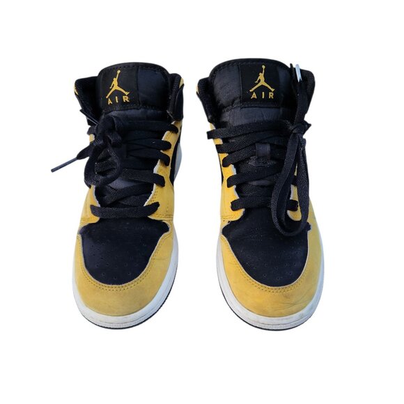 Nike  Air Jordan 1 Retro Mid Reverse New Love GS 554725-071 Black Gold White 4Y - Picture 3 of 9